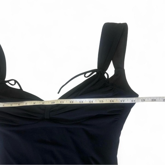 y2k Goth Babydoll Black Bow Ruched Midi Prom Dress Laundry Shelli Segal Size 6 - Picture 5 of 7